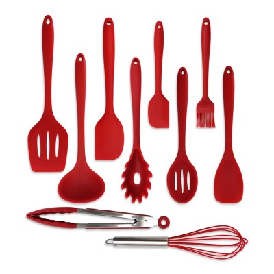 10 Piece Silicone Kitchen Utensils Set Cocina Utensilios Soup Ladle Whisk Rabbler Tongs Nonstick Cookware Set Cooking Tools